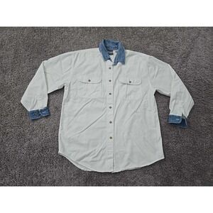 Vintage County Seat Button Up Shirt Womens L Denim Collar Cuffs Western